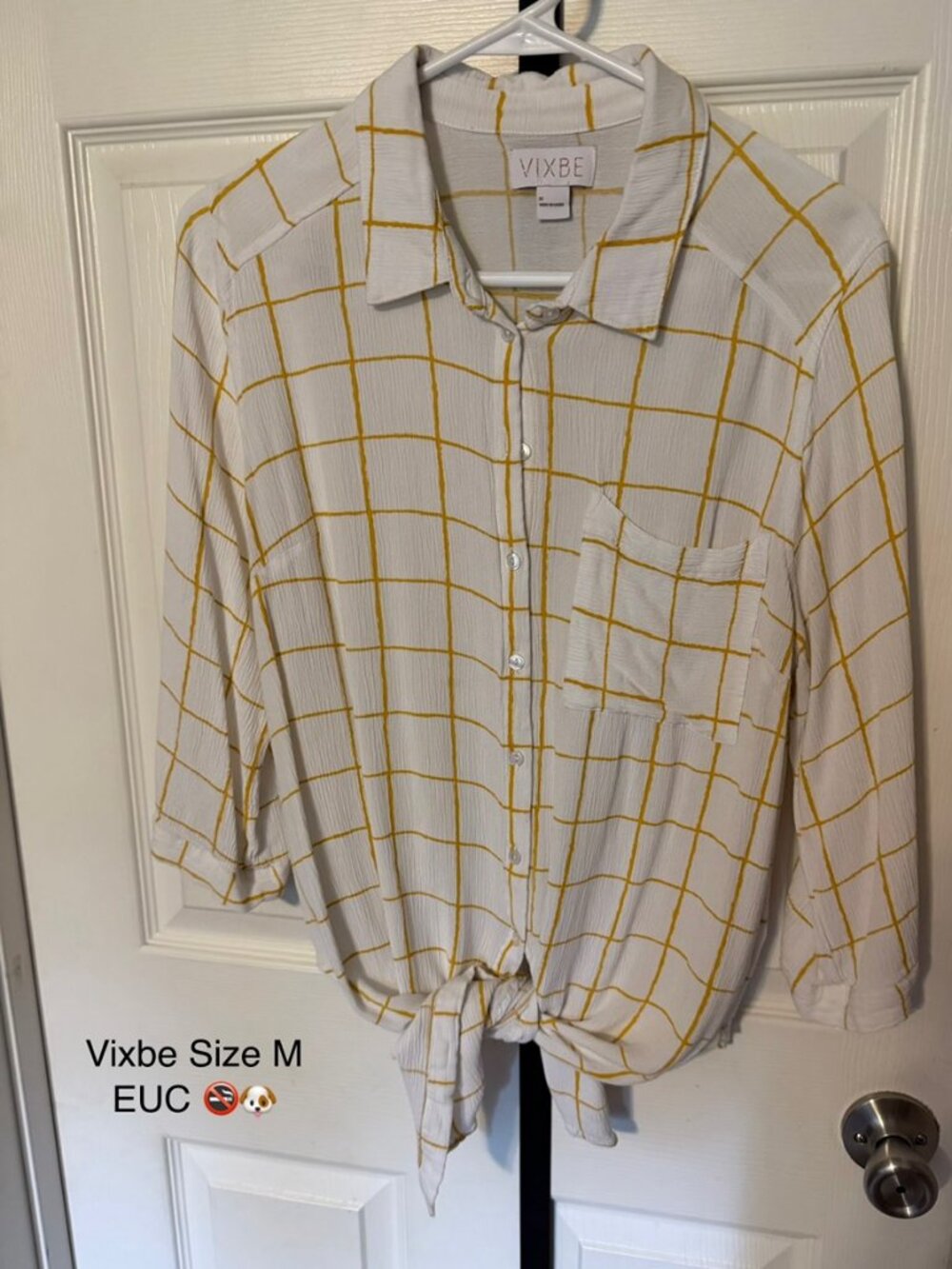 Vixbe Button Up 3/4 Length Sleeve Top